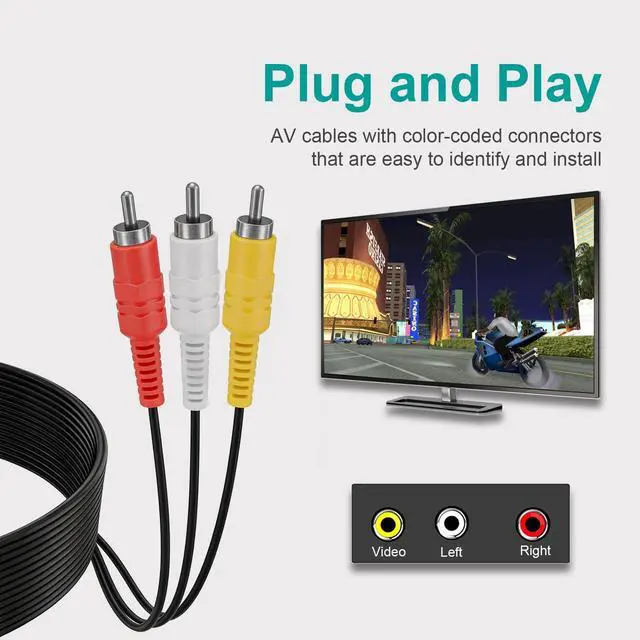 Alt view image 5 of 7 - Power Cord and AV Cable for PS2 PS1, 2 Prong AC Power Cord and Audio Video Cable Compatible with PlayStation 1 2 Fat Console Replacement Set