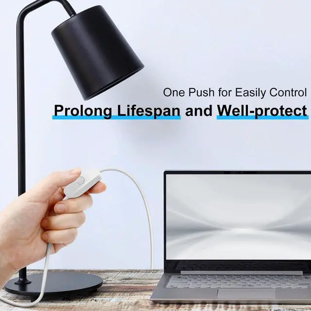 Alt view image 6 of 7 - 2Pcs 6.6FT 5V USB Type C Switch Extension Cable, USB A to Type C Male Power USB Charging Cord Adapter Connector with On Off Switch Cable for Lamp/5V Fan, LED Strip Lighting(White, 2Pcs)