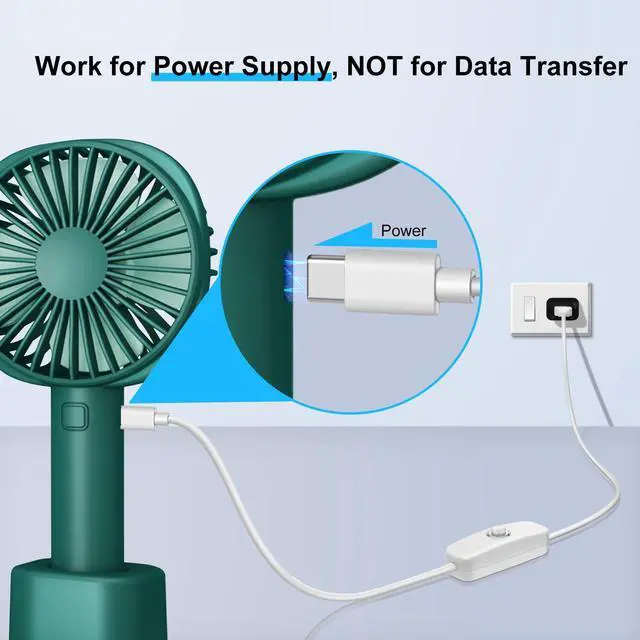 Alt view image 7 of 7 - 2Pcs 6.6FT 5V USB Type C Switch Extension Cable, USB A to Type C Male Power USB Charging Cord Adapter Connector with On Off Switch Cable for Lamp/5V Fan, LED Strip Lighting(White, 2Pcs)