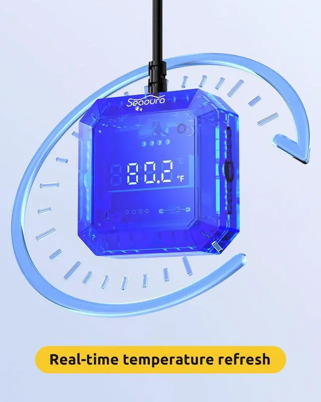 Alt view image 4 of 7 - Aquarium Thermometer Submersible, Digital Fish Tank Thermometers with USB for GlassTank, Aquariums Temperature Gauge ±1 Accurate, Suitable for Fish, Turtle, Saltwater or Freshwater, 6.56ft Power Cord