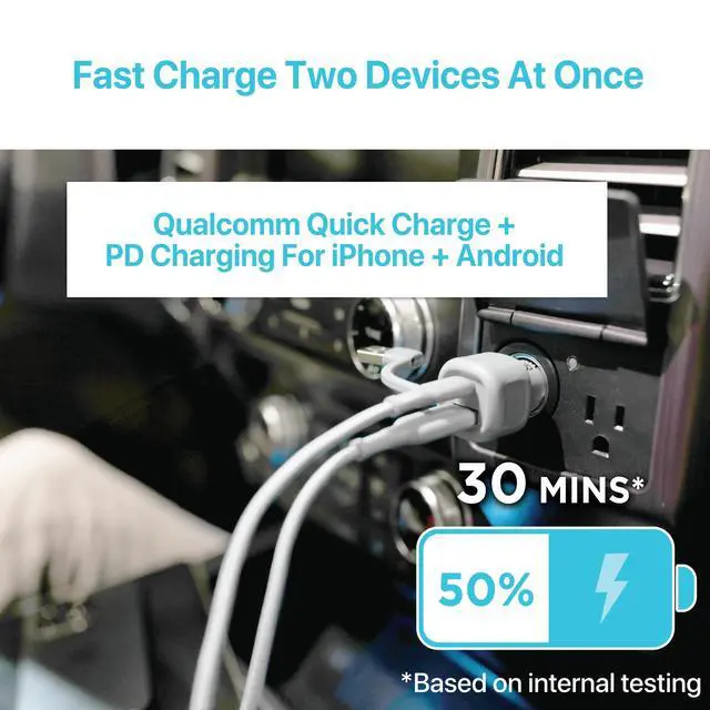 Alt view image 2 of 7 - USB C Car Charger, Compact 38W 2-Port, LED Indicator Type C Charger with Power Delivery/Quick Charge, Compatible with iPhone 17 16 15 14 13 Series, Pixel 3 2 XL, iPad Pro, More