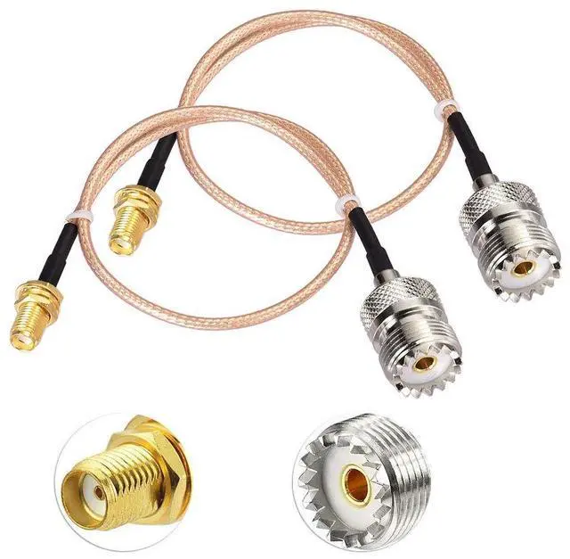 Main image of Coax UHF Female SO-239 to SMA Female Adapter Extension Cable RG316 12" for Baofeng CB Radio Handheld Walkie Talkie 2pcs