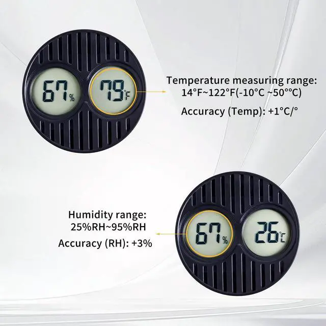 Alt view image 2 of 5 - Mini Digital Hygrometer & Thermometer for Humidors Indoor/Outdoor Temperature & Humidity Gauge for Greenhouse, Incubator, Reptile Terrarium & Jars, °F/°CPack of 1