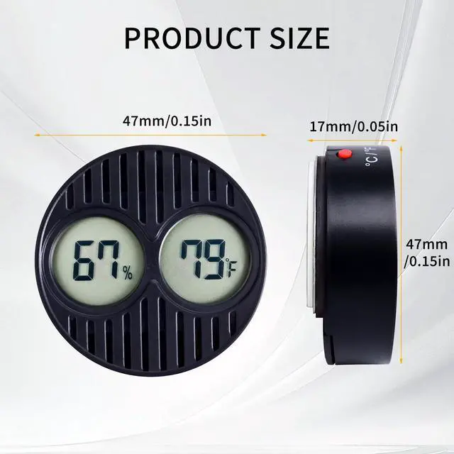 Alt view image 5 of 5 - Mini Digital Hygrometer & Thermometer for Humidors Indoor/Outdoor Temperature & Humidity Gauge for Greenhouse, Incubator, Reptile Terrarium & Jars, °F/°CPack of 1