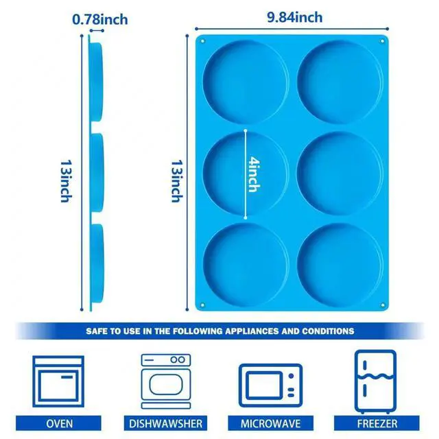 Alt view image 2 of 7 - Round Silicone Mold for Baking, 4inch Large Breakfast Sandwiches Mold Silicone for Whoopie Pie, Non-Stick Hamburger Buns Muffin Top Pan Molds for Egg Pan, Resin Coaster