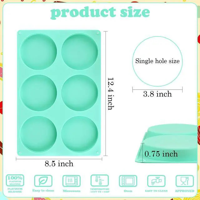 Alt view image 4 of 6 - 3Pcs Silicone Muffin Top Pan, 4Inch Muffin Top Pans Non-stick, 6-Cavity Round Baking Molds for Mini Cake, Muffin Top, Dessert, Hamburger, Sandwiches Making