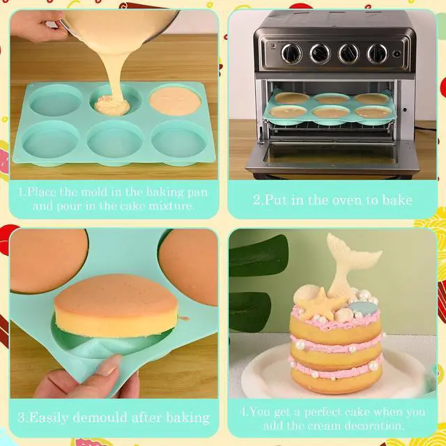 Alt view image 2 of 6 - 3Pcs Silicone Muffin Top Pan, 4Inch Muffin Top Pans Non-stick, 6-Cavity Round Baking Molds for Mini Cake, Muffin Top, Dessert, Hamburger, Sandwiches Making