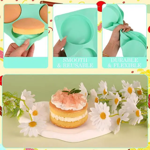 Alt view image 3 of 6 - 3Pcs Silicone Muffin Top Pan, 4Inch Muffin Top Pans Non-stick, 6-Cavity Round Baking Molds for Mini Cake, Muffin Top, Dessert, Hamburger, Sandwiches Making