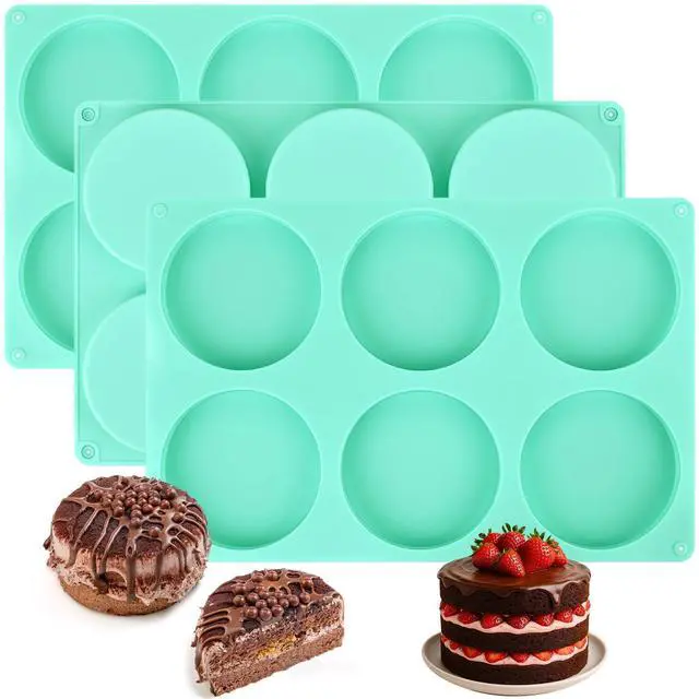 Main image of 3Pcs Silicone Muffin Top Pan, 4Inch Muffin Top Pans Non-stick, 6-Cavity Round Baking Molds for Mini Cake, Muffin Top, Dessert, Hamburger, Sandwiches Making