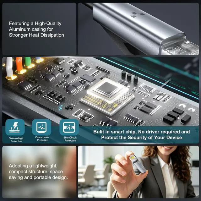 Alt view image 6 of 7 - USB C to Ethernet Adapter, Portable 1Gbps Gigabit RJ45 to Type-C, ethernet to USB c, Compatible with Daily Charging Cables, MacBook Pro/Air Switch XPS iPad iPhone 15 and Above ethernet Adapter