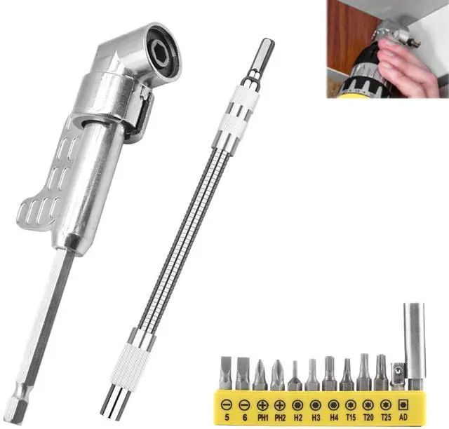 Main image of 2026 new angular tool screw holder, 105 degree right angle drill bit holder, with multifunctional elbow screwdriver head set, suitable for working in narrow spaces (long)
