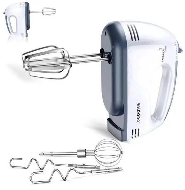 Main image of 7-Speed Electric Hand Mixer Portable Food Mixer Kitchen Mixer with 304 *(1x Whisk, 2x Beater, 2x Dough hook) for Baking Cakes, Cream, Cookies, WHITE