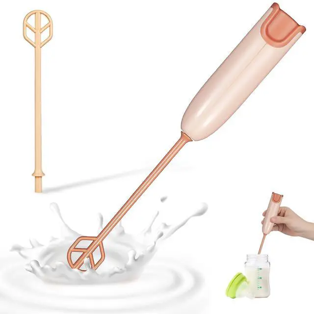 Main image of Handheld Electric Baby Formula Mixer - 2 Stirring Sticks, Ideal for Bottle, Protein Powder, Coffee - Portable for Travel, Office & Home (Brown)