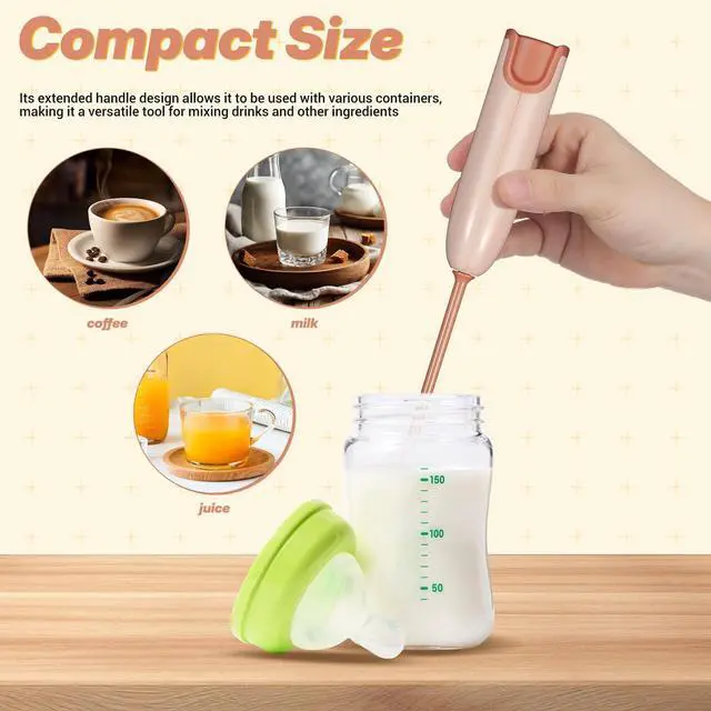 Alt view image 3 of 7 - Handheld Electric Baby Formula Mixer - 2 Stirring Sticks, Ideal for Bottle, Protein Powder, Coffee - Portable for Travel, Office & Home (Brown)