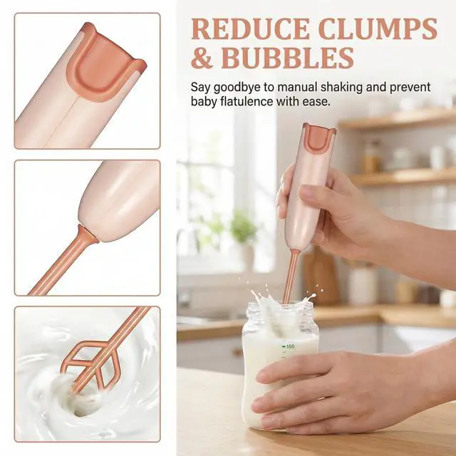 Alt view image 7 of 7 - Handheld Electric Baby Formula Mixer - 2 Stirring Sticks, Ideal for Bottle, Protein Powder, Coffee - Portable for Travel, Office & Home (Brown)