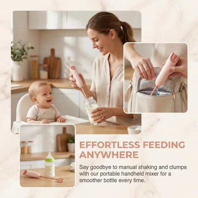 Alt view image 6 of 7 - Handheld Electric Baby Formula Mixer - 2 Stirring Sticks, Ideal for Bottle, Protein Powder, Coffee - Portable for Travel, Office & Home (Brown)