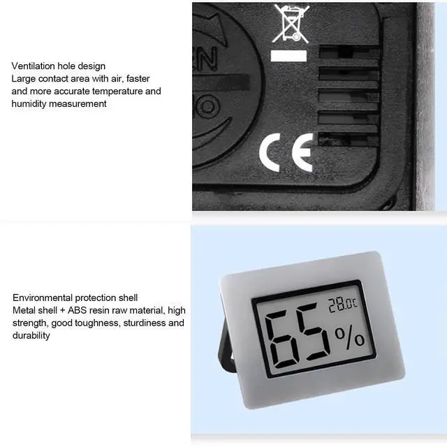 Alt view image 6 of 7 - Mini Hygrometer Thermometer, Cigar Embedded Design LCD Electronic Digital Indoor Humidity Gauge Monitor for Cigar Box, Guitar Case, Jars, Wine Cabinet, Greenhouse, Cellar
