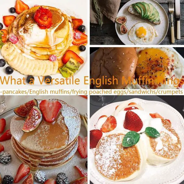 Alt view image 7 of 7 - 8-Pieces English Muffin Rings 4 Inch Crumpet Rings Stainless Steel Double Rolled Nonstick Metal Round Tart Ring Molds for Cookie Cooking Baking