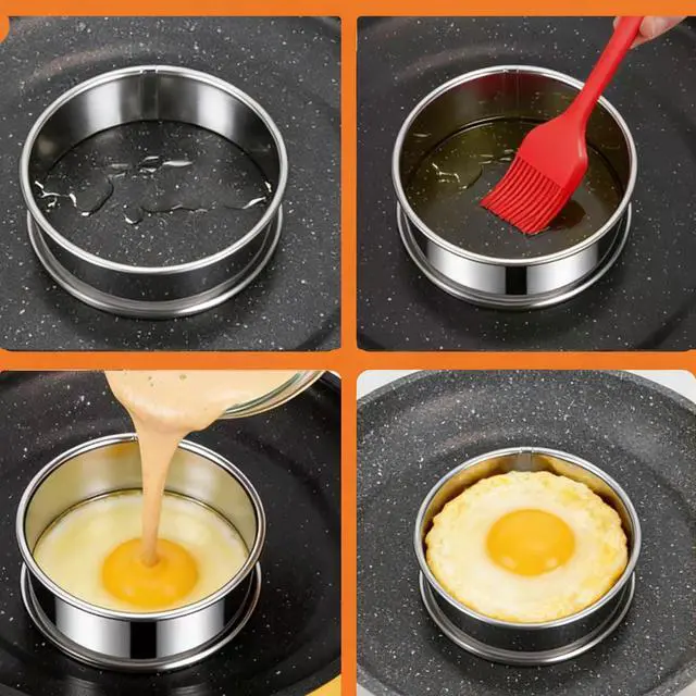 Alt view image 6 of 7 - 8-Pieces English Muffin Rings 4 Inch Crumpet Rings Stainless Steel Double Rolled Nonstick Metal Round Tart Ring Molds for Cookie Cooking Baking