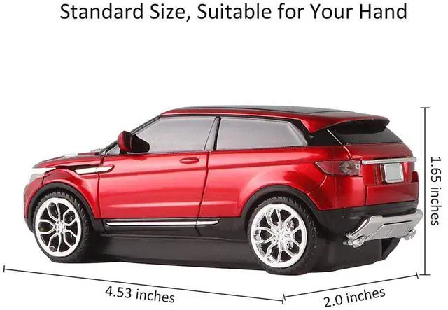 Alt view image 3 of 7 - Cool SUV Car Shaped Wireless Mouse 1600 DPI Optical Cordless Mice with USB Receiver for Office School Travel for PC Computer Laptop Gift (Red-1 Pack)