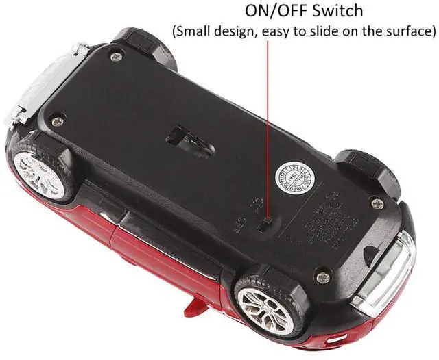 Alt view image 5 of 7 - Cool SUV Car Shaped Wireless Mouse 1600 DPI Optical Cordless Mice with USB Receiver for Office School Travel for PC Computer Laptop Gift (Red-1 Pack)