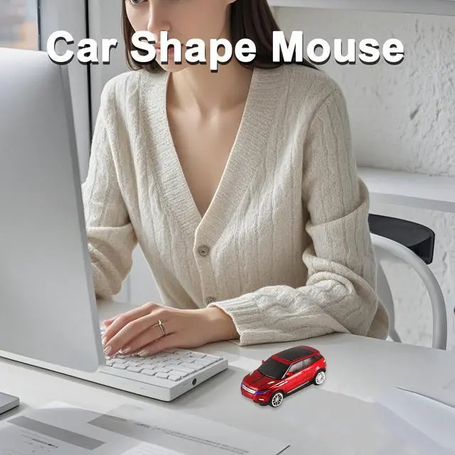 Alt view image 7 of 7 - Cool SUV Car Shaped Wireless Mouse 1600 DPI Optical Cordless Mice with USB Receiver for Office School Travel for PC Computer Laptop Gift (Red-1 Pack)