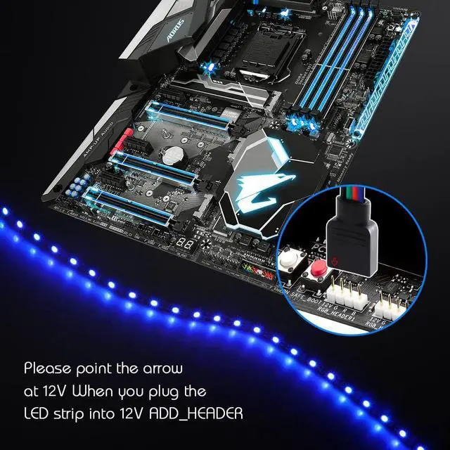 Alt view image 5 of 6 - LED RGB PC Light Strip 3PCs 19.7in RGB LED Strip for 12V 4-Pin RGB LED headers for ASUS Aura Sync, Gigabyte RGB Fusion, MSI Mystic Light, ASRock RGB