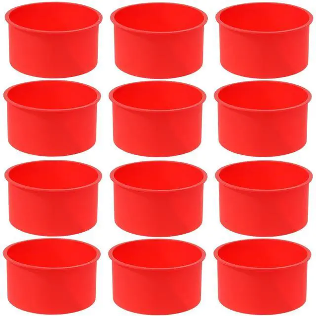 Main image of 12pcs Silicone Cake Mold Baking Round Cake Molds 4 Inch Non-Stick Baking Pan Kitchen Silicone Cake Molds for Baking(Red, 4inch)