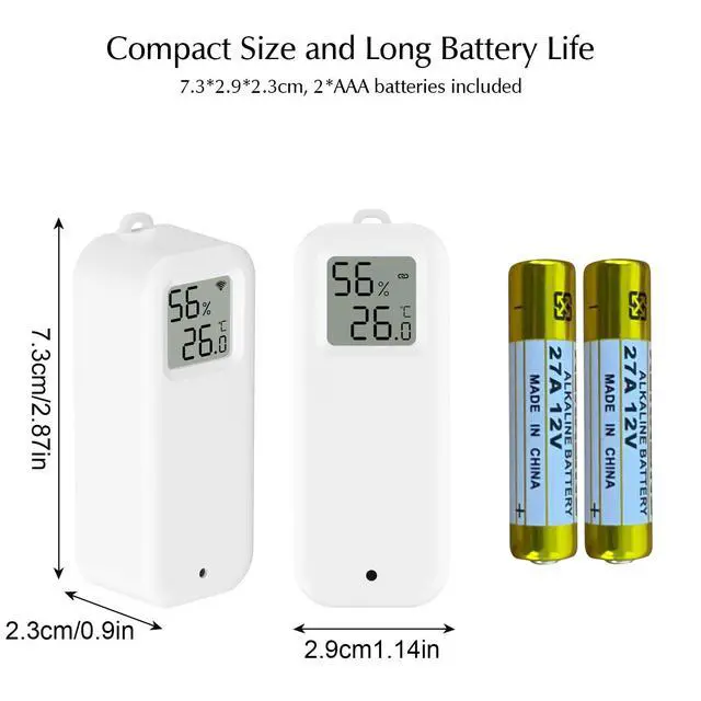 Alt view image 7 of 7 - Room Thermometer Indoor, WiFi Humidity Meter with Smart Alert, Data Storage and Calibration, Temperature and Humidity Monitor for Baby Room, Greenhouse, White 1 Pack with Screen
