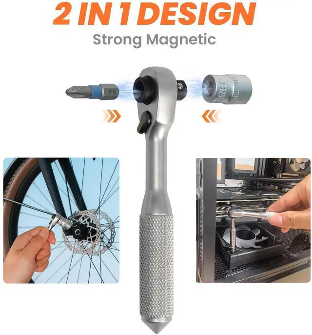 Alt view image 2 of 7 - Precision Screwdriver Set with Ratchet Wrench & Magnetic Bit Driver