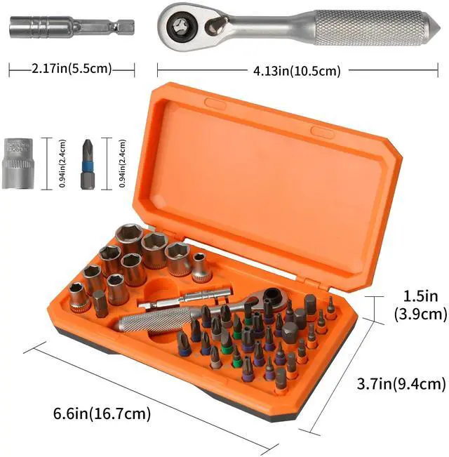 Alt view image 7 of 7 - Precision Screwdriver Set with Ratchet Wrench & Magnetic Bit Driver