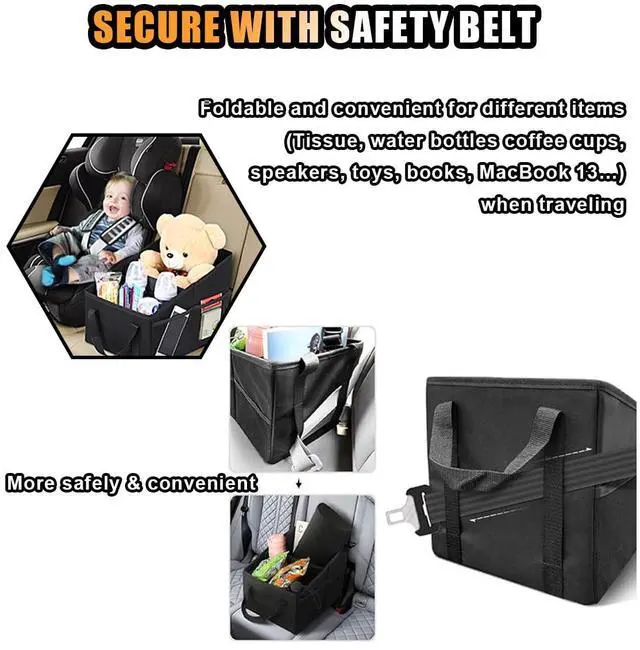 Alt view image 5 of 6 - Car Seat Organizer, Foldable Car Storage Organizer with 4 Cup Holders, Rear & Front Seat Storage Bags, Black