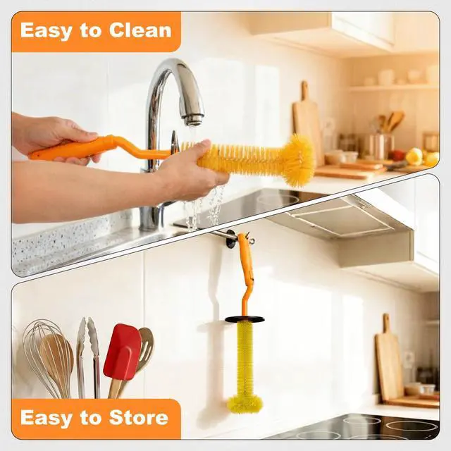 Alt view image 6 of 6 - Universal Garbage Disposal Brush 360° Rotating Head with Rubber Splash Guard, 17.7 Inches,Long-Handle Sink & Disposer Cleaner