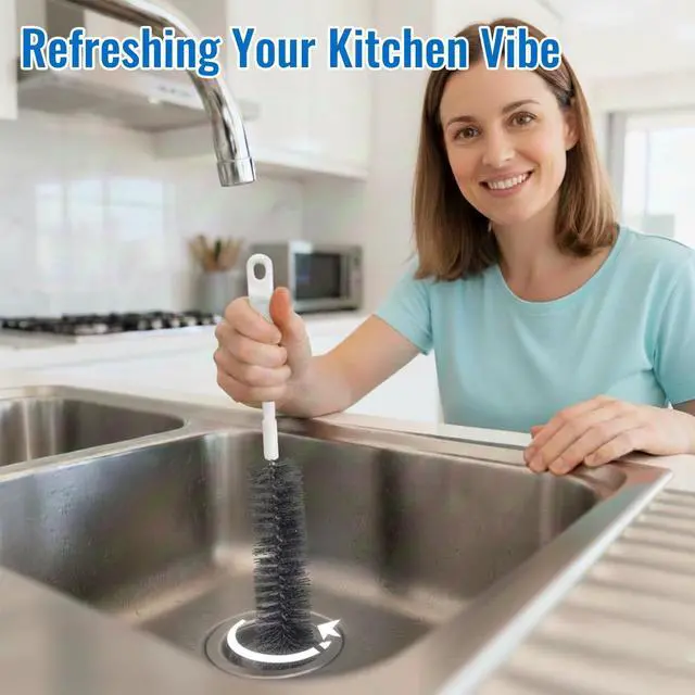 Alt view image 2 of 6 - Garbage Disposal Cleaning Brush with 14.6" Long Handle Deep Clean for Sink Disposal, Removes Odor & Residue, Universal Fit, Durable and Easy to Rinse