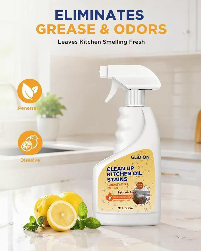 Alt view image 5 of 7 - Heavy Duty Kitchen Degreaser Spray, Multi-Purpose Grease Cleaner for Range Hood, Stove, Countertop, Microwave, Non-Corrosive Safe Formula with Foam Sprayer, 16.9 Fl Oz