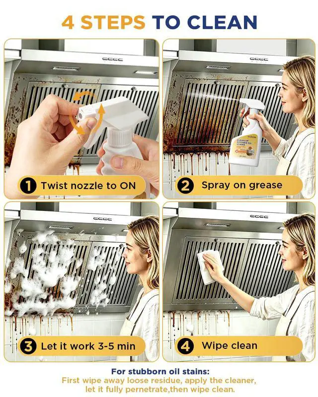 Alt view image 6 of 7 - Heavy Duty Kitchen Degreaser Spray, Multi-Purpose Grease Cleaner for Range Hood, Stove, Countertop, Microwave, Non-Corrosive Safe Formula with Foam Sprayer, 16.9 Fl Oz