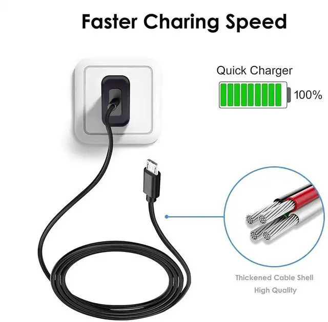 Alt view image 2 of 6 - Fast Wall Charger 5ft Micro USB Charging Cable Cord fit for Barnes & Noble Nook GlowLight 3 Glowlight Plus, Nook 10 in BNRV200 BNTV650, Simple Touch,for Samsung Nook Tablet & More