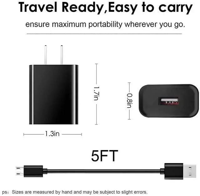 Alt view image 6 of 6 - Fast Wall Charger 5ft Micro USB Charging Cable Cord fit for Barnes & Noble Nook GlowLight 3 Glowlight Plus, Nook 10 in BNRV200 BNTV650, Simple Touch,for Samsung Nook Tablet & More