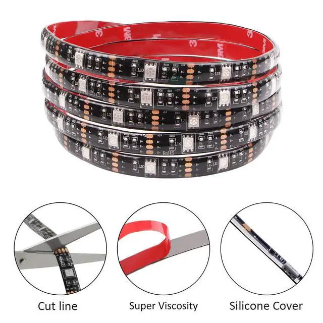 Alt view image 2 of 6 - Battery Powered Led Strip Lights RGB with Mini Controller Waterproof Led Rope Lights Battery Operated Led Lights Multi Color Changing Lights 2M 6.56ft