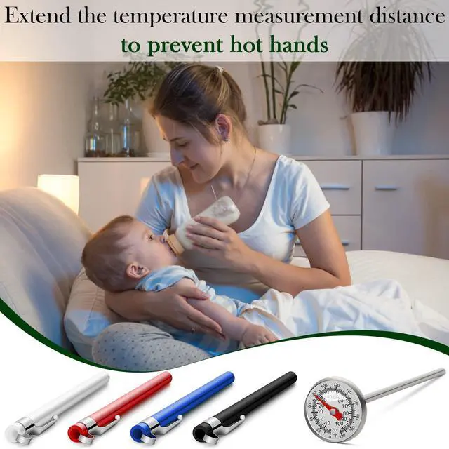 Alt view image 5 of 6 - 4 Pieces Stainless Steel Kitchen Pocket Thermometer Immediate Read 1 Inch Dial Food Thermometer with 4 Pcs Sleeves for Milk Frothing Oven Meat Cooking Probe Water Grill Coffee BBQ
