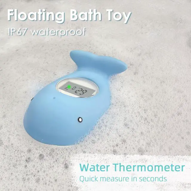 Alt view image 3 of 6 - Baby Bath Tub Thermometer - Bathtub Water Thermometer with Room Temperature - Safety Floating Whale Bathtub Toy - New Upgraded Mute Flashing Alert, Gift for Mom Newborn Infant