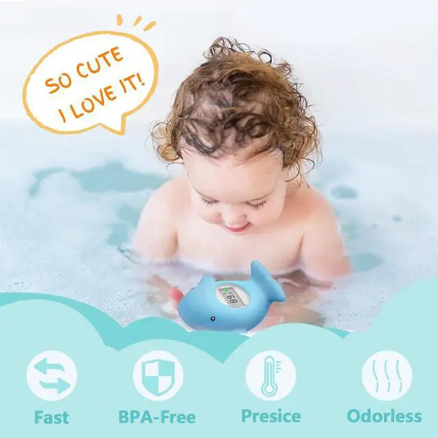 Alt view image 4 of 6 - Baby Bath Tub Thermometer - Bathtub Water Thermometer with Room Temperature - Safety Floating Whale Bathtub Toy - New Upgraded Mute Flashing Alert, Gift for Mom Newborn Infant