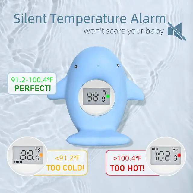 Alt view image 2 of 6 - Baby Bath Tub Thermometer - Bathtub Water Thermometer with Room Temperature - Safety Floating Whale Bathtub Toy - New Upgraded Mute Flashing Alert, Gift for Mom Newborn Infant