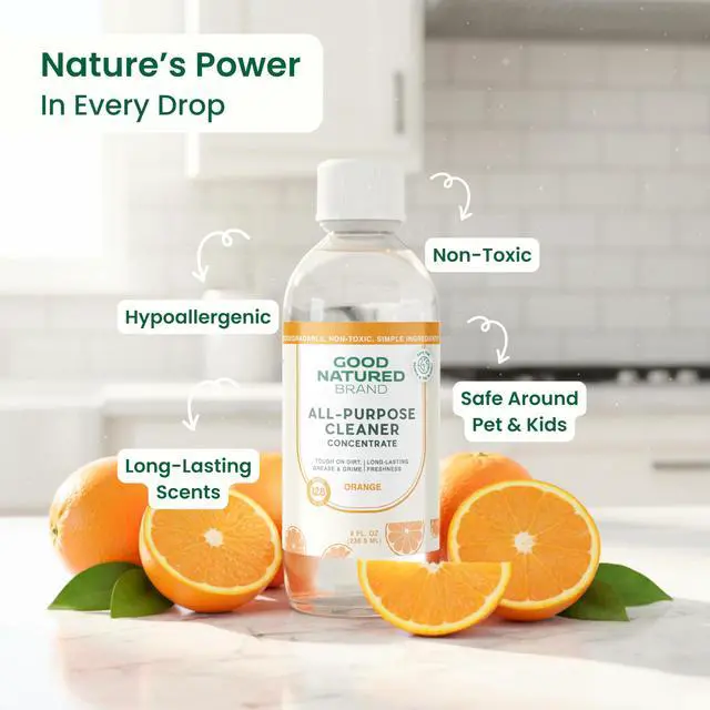 Alt view image 2 of 7 - All-Purpose Cleaner Concentrate | 8oz makes 128oz | Orange Essential Oil | 16X Concentrated Natural Multi-Surface Cleaner