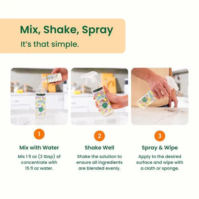 Alt view image 4 of 7 - All-Purpose Cleaner Concentrate | 8oz makes 128oz | Orange Essential Oil | 16X Concentrated Natural Multi-Surface Cleaner