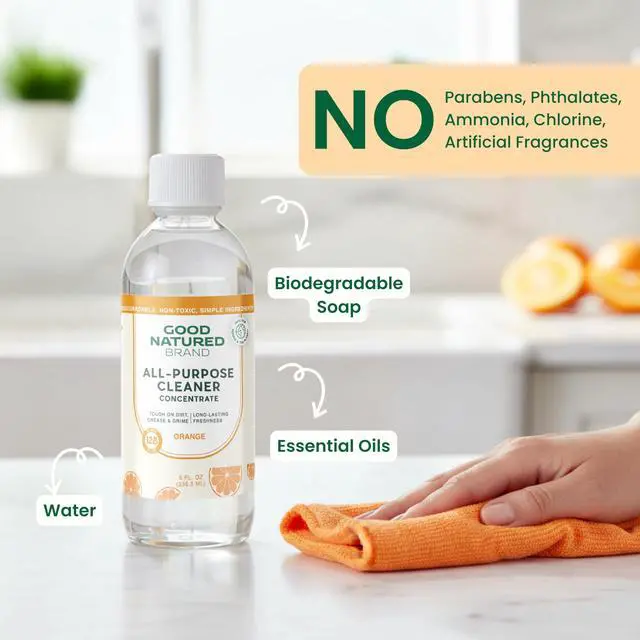 Alt view image 3 of 7 - All-Purpose Cleaner Concentrate | 8oz makes 128oz | Orange Essential Oil | 16X Concentrated Natural Multi-Surface Cleaner