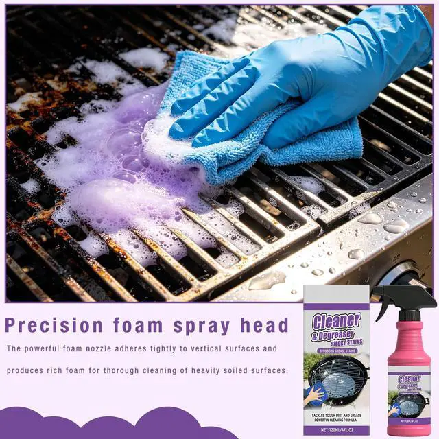 Alt view image 4 of 7 - Fast-Acting Heavy-Duty Grill Degreaser Spray,Heavy Duty BBQ Grill Degreaser,All Purpose Heavy Duty Cleaner for Burnt Food & Grease(2PCS)