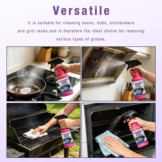 Alt view image 6 of 7 - Fast-Acting Heavy-Duty Grill Degreaser Spray,Heavy Duty BBQ Grill Degreaser,All Purpose Heavy Duty Cleaner for Burnt Food & Grease(2PCS)