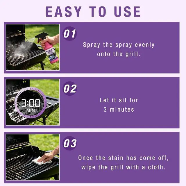 Alt view image 7 of 7 - 2Pcs Fast-Acting Heavy-Duty Grill Degreaser Spray, New 120 ML BBQ Heavy Duty Degreaser Grill Cleaner Spray, Powerful No-Scrub Oven & Kitchen Cleaner for Grills, Stovetops & Pans