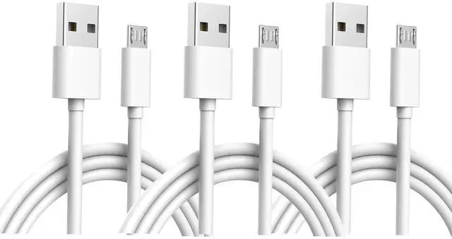 Main image of 3-Pack 10 FT Cable Replacement for Ring Indoor Cam - USB-A to Micro USB Charger Cord White